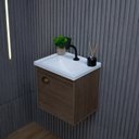 Ver mais imagens de Gabinete Suspenso para Banheiro com Cuba 40cm em MDF Cremona Marrom/Munique