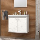 Ver imagem 1 de Gabinete Suspenso para Banheiro com Cuba 50cm Bergamo Branco