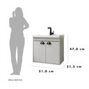 Ver imagem 6 de Gabinete Suspenso para Banheiro com Cuba 50cm em MDF Siena Cinza/Lineo