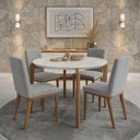 Ver imagem 1 de Conjunto de Jantar Mesa c/Vidro Donatella 4 Cadeiras Kalina - Cinza