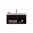 Ver imagem 4 de Gabinete Suspenso para Banheiro com Cuba 60cm em MDF Zoff Branco/Preto