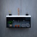 Ver imagem 3 de Gabinete Suspenso para Banheiro com Cuba 60cm em MDF Zoff Branco/Preto