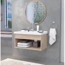 Ver imagem 1 de Gabinete Suspenso para Banheiro com Cuba 60cm em MDF Zoff Branco/Berlin