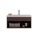 Ver imagem 3 de Gabinete Suspenso para Banheiro com Cuba 60cm em MDF Zoff Branco/Gianduia