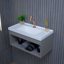Ver imagem 7 de Gabinete Suspenso para Banheiro com Cuba 60cm em MDF Zoff Branco/Gianduia