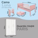 Ver imagem 3 de Conjunto Quarto Infantil Cama Luna Plus Rosa com Colchão + Guarda-Roupa Paris 4 Portas - Branco