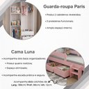 Ver imagem 5 de Conjunto Quarto Infantil Cama Luna Plus Rosa com Colchão + Guarda-Roupa Paris 4 Portas - Branco