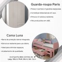 Ver imagem 6 de Conjunto Quarto Infantil Cama Luna Plus Rosa com Colchão + Guarda-Roupa Paris 4 Portas - Branco