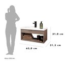 Ver imagem 5 de Gabinete Suspenso para Banheiro com Cuba 60cm em MDF Livorno Cinza/Munique