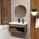 Ver imagem 2 de Gabinete Suspenso para Banheiro com Cuba 60cm em MDF Livorno 