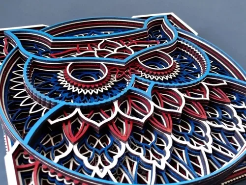 Painel decorativo coruja em camadas mdf cores 59cm - 3