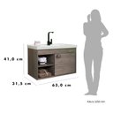 Ver imagem 6 de Gabinete Suspenso para Banheiro com Cuba 60cm em MDF Monza Marrom/Munique