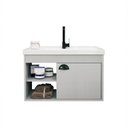 Ver imagem 3 de Gabinete Suspenso para Banheiro com Cuba 60cm em MDF Monza Cinza/Lineo