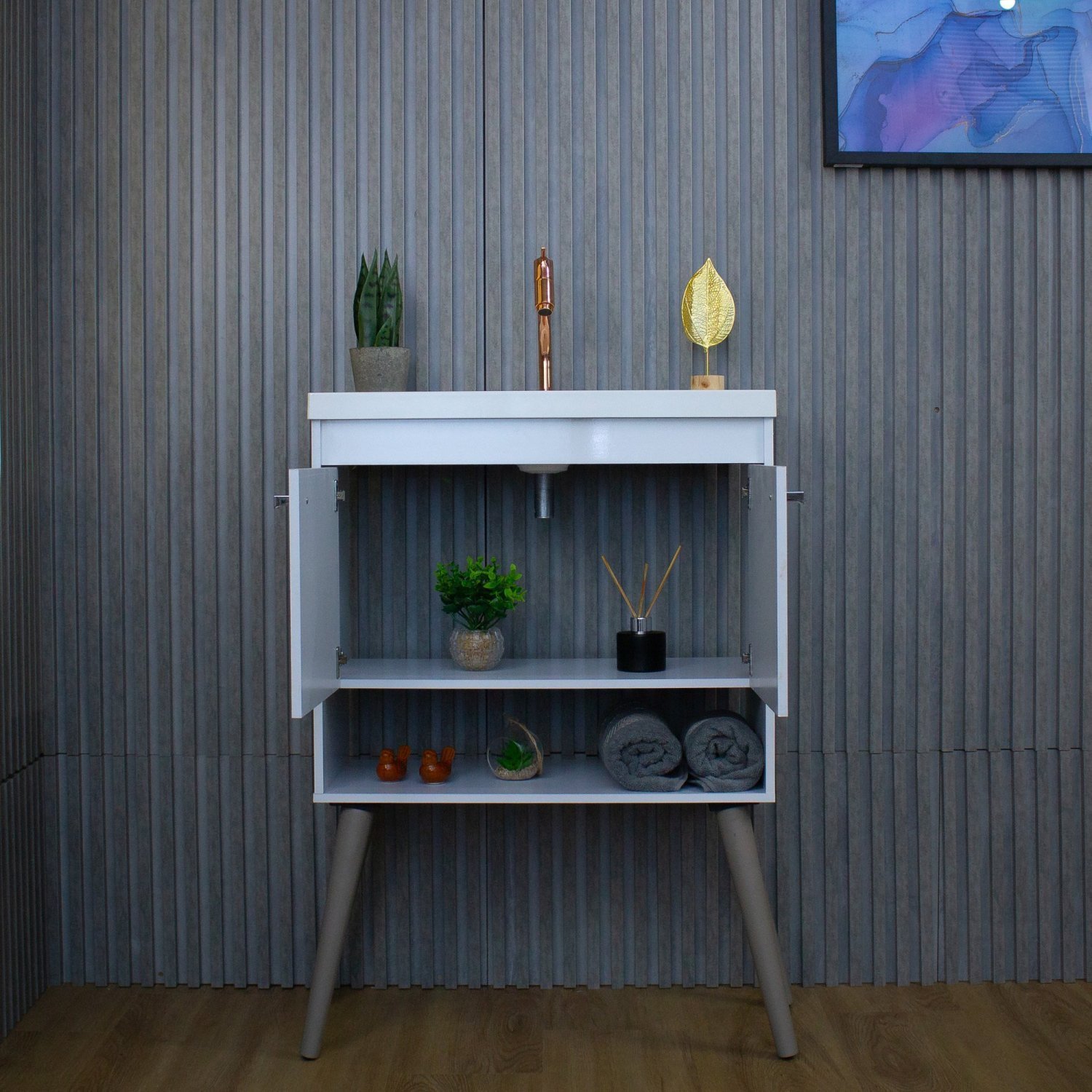 Gabinete para Banheiro com Cuba 60cm em MDF Torino Riverzza - 7