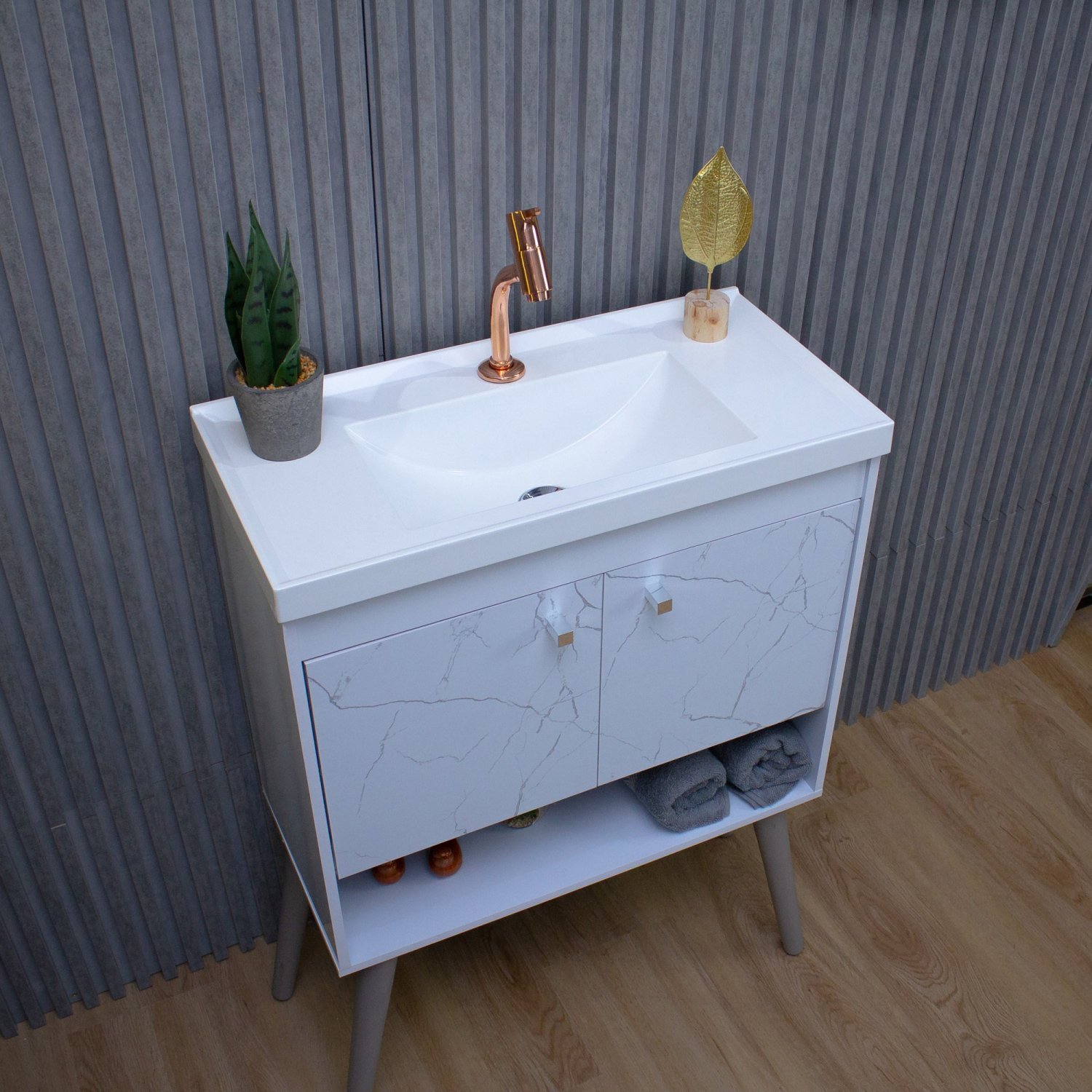Gabinete para Banheiro com Cuba 60cm em MDF Torino Riverzza - 9