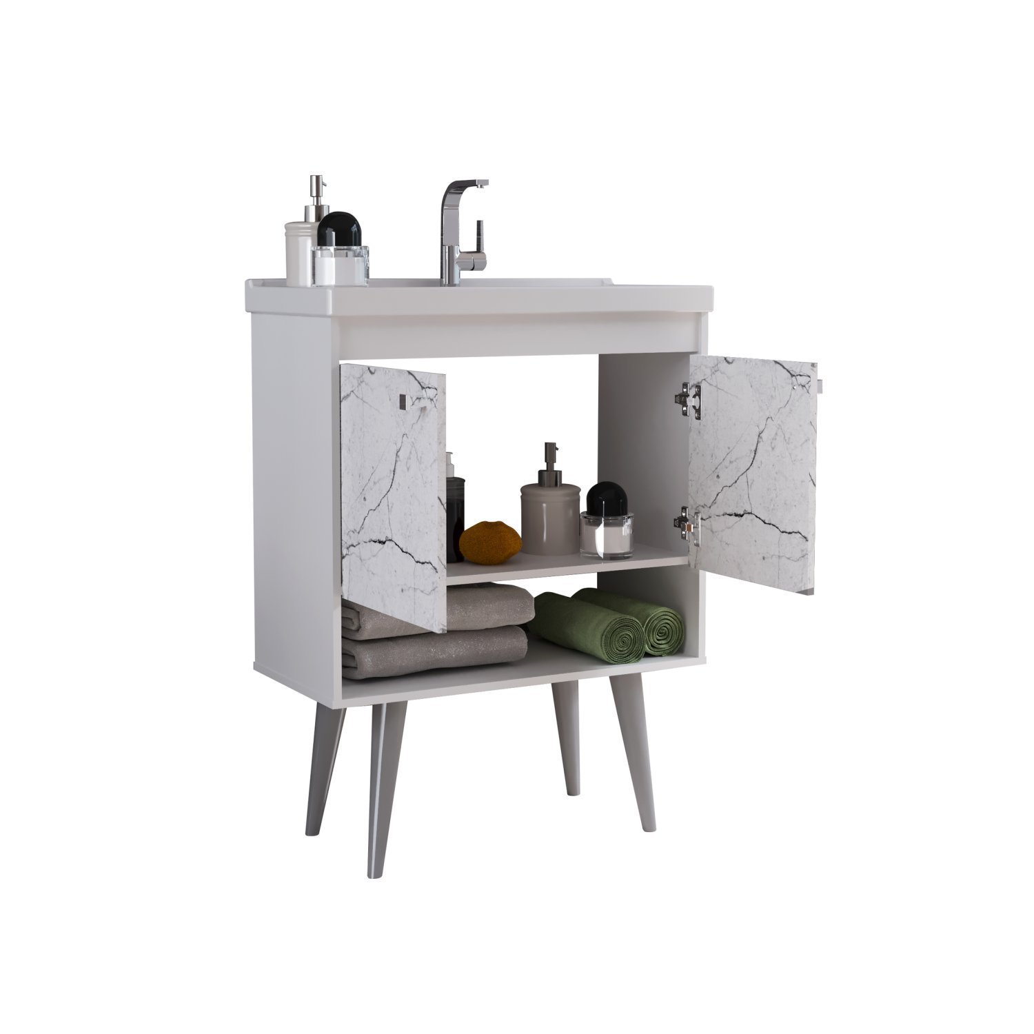 Gabinete para Banheiro com Cuba 60cm em MDF Torino Riverzza - 3