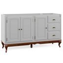 Ver imagem 1 de Balcão para Pia 3 Portas 3 Gavetas Hanover Pés Luis Xv 160 cm - Branco - Imbuia Glazer