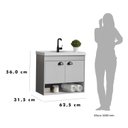 Ver imagem 6 de Gabinete Suspenso para Banheiro com Cuba 60cm em MDF Crotone Cinza/Lineo