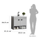 Ver imagem 5 de Gabinete Suspenso para Banheiro com Cuba 60cm em MDF Crotone Cinza/Lineo