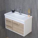 Ver imagem 7 de Gabinete Suspenso para Banheiro com Cuba 60cm em MDF Potenza Branco/Berlin