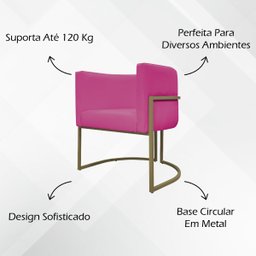 Poltrona Decorativa Recepção Luna Corino Base de Ferro Champagne - 3