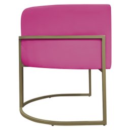 Poltrona Decorativa Recepção Luna Corino Base de Ferro Champagne - 6