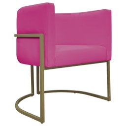 Poltrona Decorativa Recepção Luna Corino Base de Ferro Champagne - 1