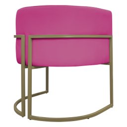Poltrona Decorativa Recepção Luna Corino Base de Ferro Champagne - 7