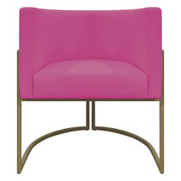 Poltrona Decorativa Recepção Luna Corino Base de Ferro Champagne - 5