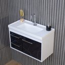 Ver mais imagens de Gabinete Suspenso para Banheiro com Cuba 60cm em MDF Potenza Branco/Preto