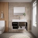Ver imagem 3 de Gabinete Suspenso para Banheiro com Cuba 60cm em MDF Potenza Branco/Preto