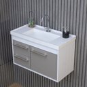 Ver mais imagens de Gabinete Suspenso para Banheiro com Cuba 60cm em MDF Potenza Branco/Gianduia