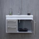 Ver imagem 7 de Gabinete Suspenso para Banheiro com Cuba 60cm em MDF Potenza Branco/Gianduia