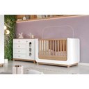 Ver imagem 1 de Quarto Infantil Completo Aconchego 2 Peças (1 Berço + 1 Cômoda) Qi83 Branco/jequitiba - Henn
