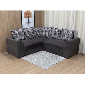 Sofá Canto Marrom Escuro com Floral 503/33 Belo