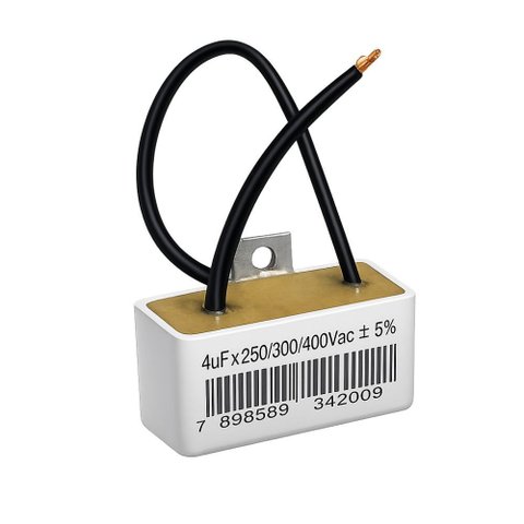 Capacitor 2 Fios Quadrado 4uf X 250/300/400v C/ Chapa Trio