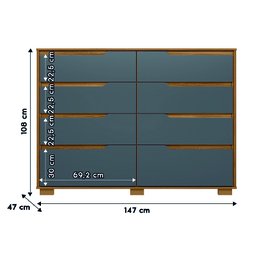 Cômoda Georgia 147cm 8 Gavetas Freijó Cinza Moval - 4