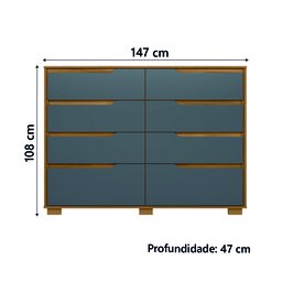 Cômoda Georgia 147cm 8 Gavetas Freijó Cinza Moval - 3
