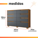 Ver imagem 4 de Cômoda Georgia 147cm 8 Gavetas Freijó Cinza Moval