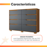Cômoda Georgia 147cm 8 Gavetas Freijó Cinza Moval - 5