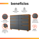 Ver imagem 5 de Cômoda Georgia 147cm 8 Gavetas Freijó Cinza Moval