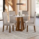 Ver imagem 1 de Conjunto Sala de Jantar 4 Cadeiras Livia Off White/Âmbar