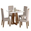 Ver imagem 2 de Conjunto Sala de Jantar 4 Cadeiras Livia Off White/Âmbar