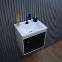 Ver imagem 7 de Gabinete Suspenso para Banheiro com Cuba 40cm em MDF Veneto Branco/Preto