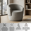 Ver imagem 4 de Poltrona Giratória Orgânica Decorativa Capri Bouclé Suave Design Redondo Luxo P/ Leitura Sala Quarto