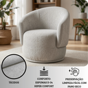 Ver imagem 3 de Poltrona Giratória Orgânica Decorativa Capri Bouclé Suave Design Redondo Luxo P/ Leitura Sala Quarto