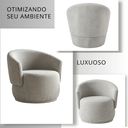 Ver imagem 2 de Poltrona Giratória Orgânica Decorativa Capri Bouclé Suave Design Redondo Luxo P/ Leitura Sala Quarto