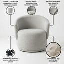 Ver imagem 5 de Poltrona Giratória Orgânica Decorativa Capri Bouclé Suave Design Redondo Luxo P/ Leitura Sala Quarto