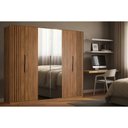 Ver imagem 1 de Guarda Roupa Casal 6 Portas (2 Ripadas e 2 C/ Espelho) e 6 Gavetas Atrice Nogueira Touch - Demóbile