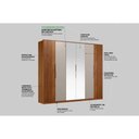 Ver imagem 2 de Guarda Roupa Casal 6 Portas (2 Ripadas e 2 C/ Espelho) e 6 Gavetas Atrice Nogueira Touch - Demóbile